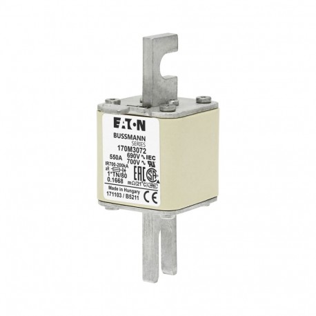 FUSE 550A 690V 1*TN/80 AR UC - FUSE 550A 690V 1*TN/80 AR UC 170M3072 EATON ELECTRIC Fuse-link, high speed, 550 A, AC 690 V, compact DIN 1, ..