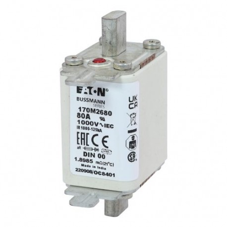 FUSE 16A 660V DIN 0 AR - FUSE 16A 660V DIN 0 AR 170M7908 EATON ELECTRIC Fuse-link, high speed, 25 A, AC 660 V, DIN 0, aR, DIN, IEC, s..