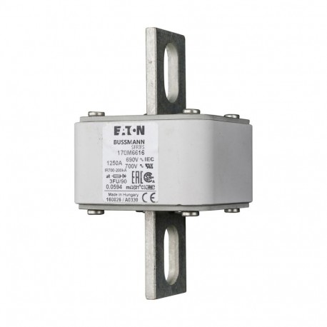 FUSE 1500A 690V 3FU/90 AR UC - FUSE 1500A 690V 3FU/90 AR UC 170M6618 EATON ELECTRIC Fuse-link, high speed, 1500 A, AC 690 V, size 3, 76 x 9..