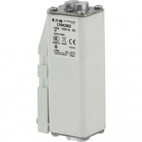 FUSE 100A 750VDC 1C/A124 PC GR - FUSE 100A 750VDC 1C/A124 PC GR 170M2003 EATON ELECTRIC Fuse-link, high speed, 100 A, DC 750 V, compact size ..