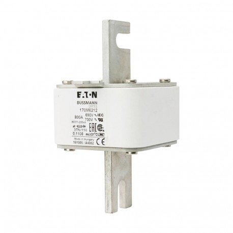 FUSE 800A 690V 3TN/110 AR UC - FUSE 800A 690V 3TN/110 AR UC 170M6212 EATON ELECTRIC Fuse-link, high speed, 800 A, AC 690 V, DIN 3, 76 x 90 ..