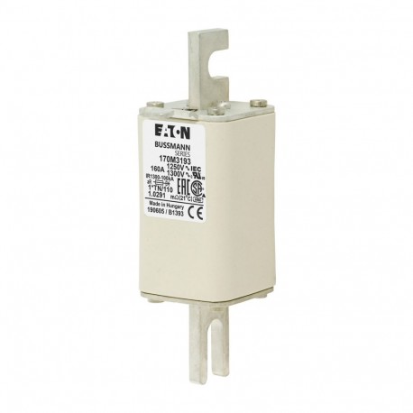 FUSE 160A 1250V 1*TN/110 AR CU - FUSE 160A 1250V 1*TN/110 AR CU 170M3193 EATON ELECTRIC Fuse-link, high speed, 160 A, AC 1250 V, compact size..