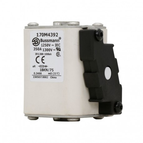 FUSE 350A 1250V 1BKN/75 AR CU - FUSE 350A 1250V 1BKN/75 AR CU 170M4392 EATON ELECTRIC Fuse-link, high speed, 350 A, AC 1250 V, size 1, 53 x ..