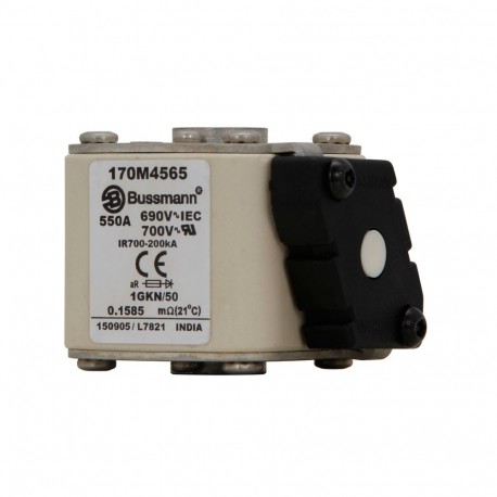 FUSE 550A 690V 1GKN/50 AR UC - FUSE 550A 690V 1GKN/50 AR UC 170M4565 EATON ELECTRIC Fuse-link, high speed, 550 A, AC 690 V, size 1, 53 x 69..