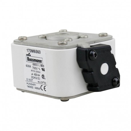 FUSE 630A 690V 3GKN/50 AR UC - FUSE 630A 690V 3GKN/50 AR UC 170M6560 EATON ELECTRIC Fuse-link, high speed, 630 A, AC 690 V, size 3, 76 x 92..