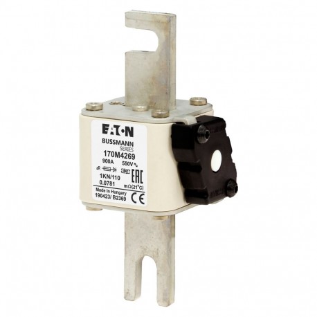 FUSE 900A 550V 1KN/110 AR - FUSE 900A 550V 1KN/110 AR 170M4269 EATON ELECTRIC Fuse-link, high speed, 900 A, AC 690 V, DIN 1, 53 x 69 x 1..