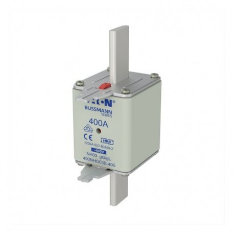 NH FUSE 400A 400V GG/GL SIZE 03 - NH FUSE 400A 400V GG/GL SIZE 03 400NHG03B-400 EATON ELECTRIC Fuse-link, LV, 250 A, AC 400 V, NH03, gL/gG, IE..