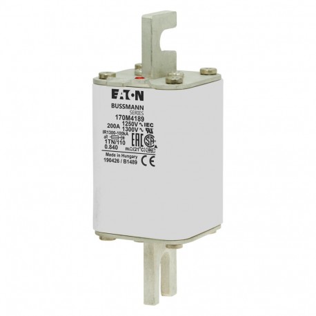 FUSE 200A 1250V 1TN/110 AR CU - FUSE 200A 1250V 1TN/110 AR CU 170M4189 EATON ELECTRIC Fuse-link, high speed, 200 A, AC 1250 V, size 1, 53 x ..