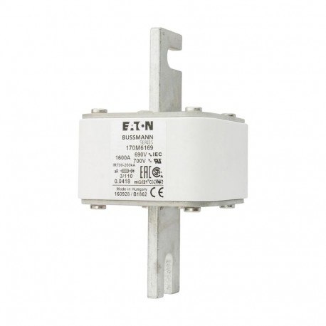 FUSE 1600A 690V 3/110 AR UC - FUSE 1600A 690V 3/110 AR UC 170M6169 EATON ELECTRIC Fuse-link, high speed, 1600 A, AC 690 V, DIN 3, 76 x 90 ..