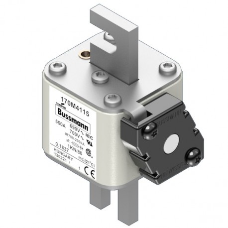 FUSE 550A 690V 1KN/80 AR - FUSE 550A 690V 1KN/80 AR 170M4107 EATON ELECTRIC Fuse-link, high speed, 550 A, AC 690 V, size 1, 50 x 78 x 1..