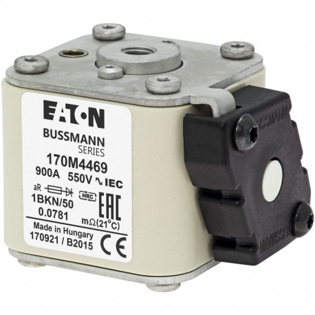 FUSE 900A 550V 1BKN/50 AR - FUSE 900A 550V 1BKN/50 AR 170M4469 EATON ELECTRIC Fuse-link, high speed, 900 A, AC 550 V, size 1, 53 x 69 x ..