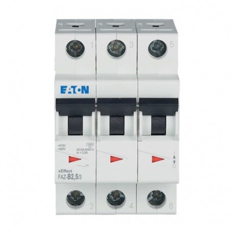 FAZ-B2,5/3 - FAZ-B2,5/3 278836 Y7-278836 EATON ELECTRIC Miniature circuit breaker (MCB), 2.5A, 3p, type B characteristic