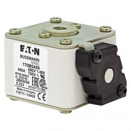 FUSE 450A 690V 2BKN/50 AR UC - FUSE 450A 690V 2BKN/50 AR UC 170M5459 EATON ELECTRIC Fuse-link, high speed, 450 A, AC 690 V, size 2, aR, IEC..