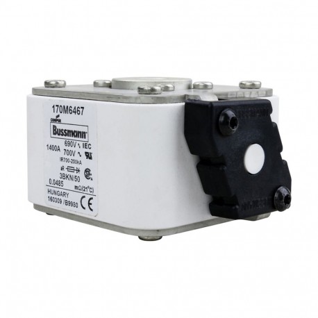 FUSE 1400A 690V 3BKN/50 AR UC - FUSE 1400A 690V 3BKN/50 AR UC 170M6467 EATON ELECTRIC Fuse-link, high speed, 1400 A, AC 690 V, size 3, aR, I..