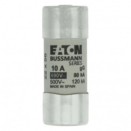 C22G10S - C22G10S EATON ELECTRIC Fuse-link, LV, 10 A, AC 690 V, 22 x 58 mm, gL/gG, IEC, with striker