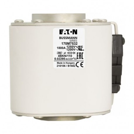 FUSE 1800A 1250V 4BKN/110 AR - FUSE 1800A 1250V 4BKN/110 AR 170M7532 EATON ELECTRIC Fuse-link, high speed, 1800 A, AC 1250 V, size 4, 105 x..