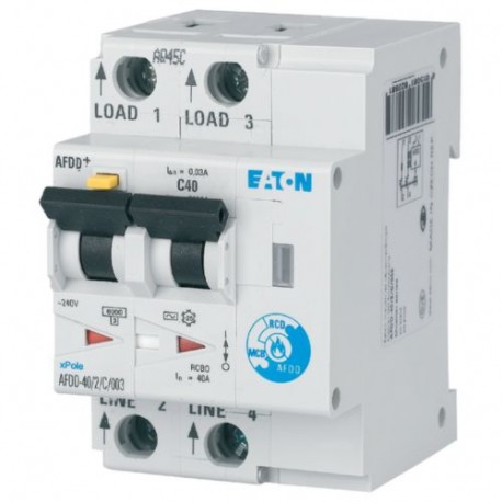 AFDD-40/2/B/003 - AFDD-40/2/B/003 187236 Y7-187236 EATON ELECTRIC Arc Fault Detection Device, 2 poles, B40A, 30mA, type AC