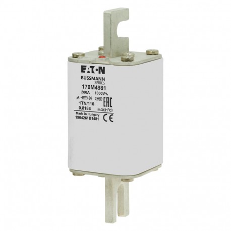 FUSE 200A 1000V 1TN/110 AR - FUSE 200A 1000V 1TN/110 AR 170M4981 EATON ELECTRIC Fuse-link, high speed, 200 A, AC 1000 V, DIN 1, 51 x 69 x..