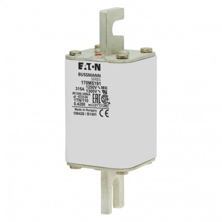 FUSE 315A 1250V 1TN/110 AR CU - FUSE 315A 1250V 1TN/110 AR CU 170M4191 EATON ELECTRIC Fuse-link, high speed, 315 A, AC 1250 V, size 1, 53 x ..