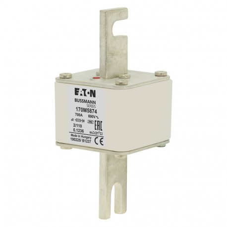 FUSE 700A 690V 2/110 AR - FUSE 700A 690V 2/110 AR 170M5874 EATON ELECTRIC Fuse-link, high speed, 700 A, AC 690 V, size 2, 61 x 75 x 14..