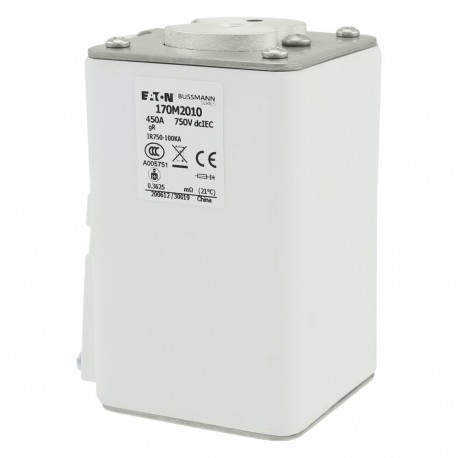 FUSE 450A 750VDC A3/A130 PC GR - FUSE 450A 750VDC A3/A130 PC GR 170M2010 EATON ELECTRIC Fuse-link, high speed, 450 A, DC 750 V, size 3, 75 x ..