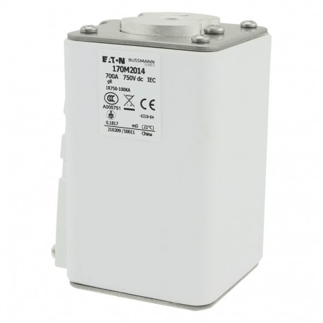 FUSE 700A 750VDC A3/A130 PC GR - FUSE 700A 750VDC A3/A130 PC GR 170M2014 EATON ELECTRIC Fuse-link, high speed, 700 A, DC 750 V, size 3, 75 x ..