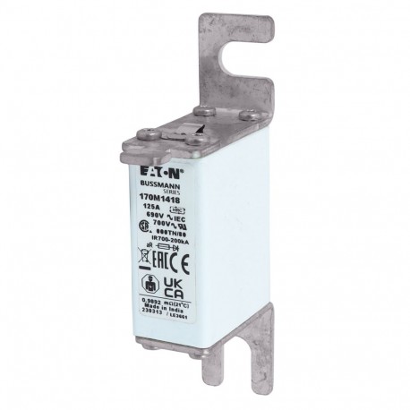 FUSE 125A 690V 000TN/80 AR UC - FUSE 125A 690V 000TN/80 AR UC 170M1418 EATON ELECTRIC Fuse-link, high speed, 125 A, AC 690 V, DIN 000, aR, D..