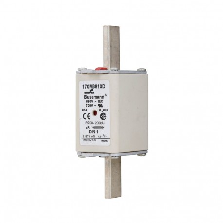 FUSE 63A 690V aR DIN 1 HSDNH - FUSE 63A 690V aR DIN 1 HSDNH 170M3810D EATON ELECTRIC Fuse-link, high speed, 63 A, AC 690 V, compact DIN 1, ..