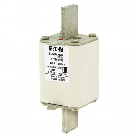 FUSE 400A 1250V 1SHT AR - FUSE 400A 1250V 1SHT AR 170M4199 EATON ELECTRIC Fuse-link, high speed, 400 A, AC 1250 V, compact size 1, 45 ..