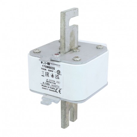 FUSE 700A 690V 3STN/110 AR - FUSE 700A 690V 3STN/110 AR 170M6035 EATON ELECTRIC Fuse-link, high speed, 700 A, AC 690 V, size 3, 76 x 90 x..
