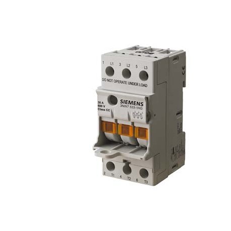 3NW7533-1HG - 3NW7533-1HG SIEMENS SENTRON, fuse holder, Class CC, 3-pole, In: 30 A, Un AC: 600 V, compact version, respect..