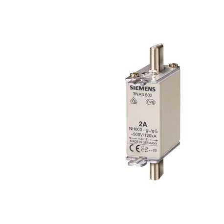 3NA3810 - 3NA3810 SIEMENS LV HRC fuse element, NH000, In: 25 A, gG, Un AC: 500 V, Un DC: 250 V, Front indicator, live ..