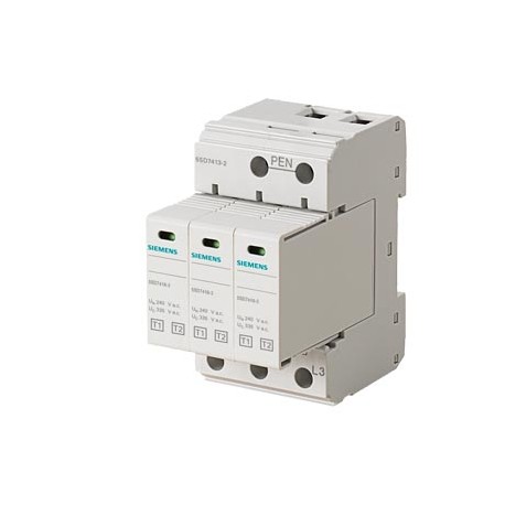 5SD7413-2 - 5SD7413-2 SIEMENS Lightning conductor T1/T2, UN 240/400 V, UC 335 V A.C., pluggable protective modules, 3+0 ..