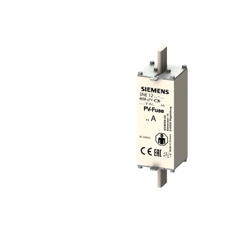 3NE1222-5E - 3NE1222-5E SIEMENS PV fuse link, with blade contacts, NH1XL, In: 125 A, gPV, Un DC: 1500 V, front indicator
