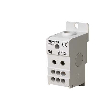 5ST2507 - 5ST2507 SIEMENS Distribution block 1-pole, 160 A, 690V Input: 1x 10-70 mm2 Output: 6x 2.5-16 mm2 for install..