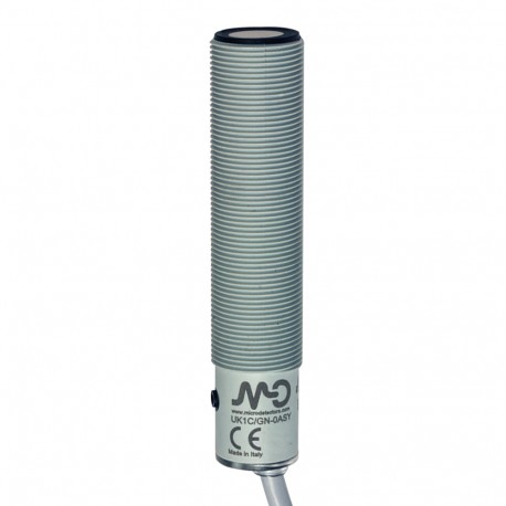 UK1C/GN-0ASY - UK1C/GN-0ASY MICRO DETECTORS Ultrasonic sensor M18 NPN NO/NC 100-900 mm cable 2m with teach-in button, plast..