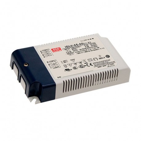 IDLV-65-36 - IDLV-65-36 MEANWELL AC-DC Constant Voltage LED Driver (CV), Input range 180-295VAC, Output 36VDC / 1.8A, 2 i..
