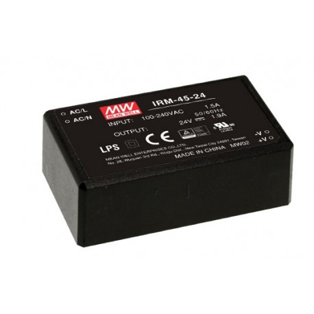 IRM-45-5 - IRM-45-5 MEANWELL AC-DC Single output Encapsulated power supply, Output 5VDC / 8A, PCB mount style, miniatur..