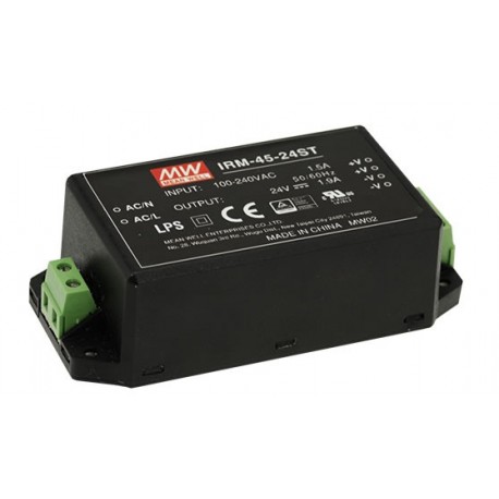 IRM-45-5ST - IRM-45-5ST MEANWELL AC-DC Single output Encapsulated power supply, Output 5VDC / 8A, Screw terminal style, m..