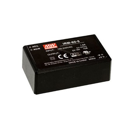 IRM-60-48 - IRM-60-48 MEANWELL AC-DC Single output Encapsulated power supply, Output 48VDC / 1.25A, PCB mount style, min..