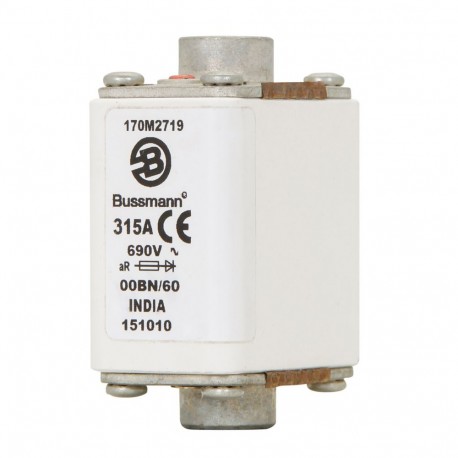 FUSE 315A 690V 00BN/60 AR - FUSE 315A 690V 00BN/60 AR 170M2719 EATON ELECTRIC Fuse-link, high speed, 315 A, AC 690 V, size 00, 30 x 48 x..