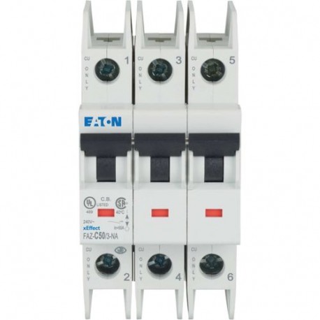 FAZ-C50/3-NA - FAZ-C50/3-NA 190791 Y7-190791 EATON ELECTRIC Miniature circuit breaker (MCB), 50A, 3p, C-Char