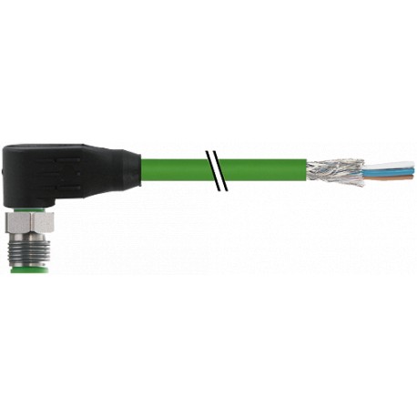 7004-14561-7960300 - 7004-14561-7960300 MURRELEKTRONIK M12 male 90°, D-coded with cable EN V4A PUR 2x2xAWG22 shielded green UL/CS..