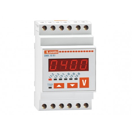 DMK70R1 - DMK70R1 LOVATO VOLTMETER, THREE PHASE, 3 PHASE VOLTAGE VALUES, 3 PHASE TO PHASE VOLTAGE VALUES, 3 MAX PHASE ..