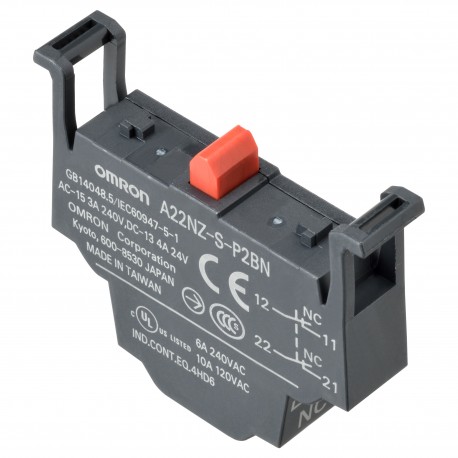 A22NZ-S-P2BN - A22NZ-S-P2BN 679760 OMRON Accessory Pulsatería A22NZ Block Contacts DPST-NC (red) Push-in+