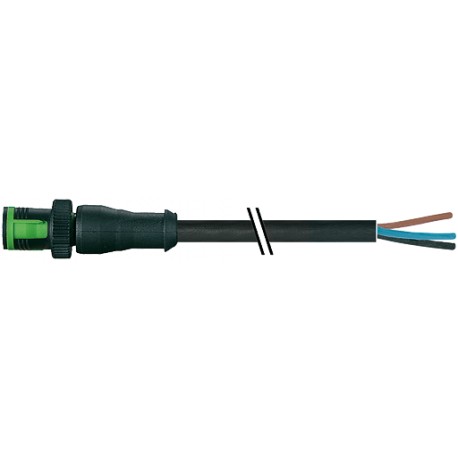 7050-12001-6330500 - 7050-12001-6330500 MURRELEKTRONIK MQ12 male 0° with cable PUR 3X0.34 black UL/CSA, drag chain 5m