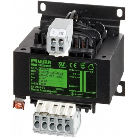 6686365 - 6686365 MURRELEKTRONIK MTS single-phase safety transformer P: 250VA IN: 230/400VAC +/- 15VAC OUT: 24VAC
