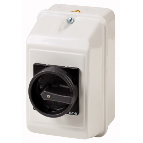 T0-2-1/ST/SVB-SW - T0-2-1/ST/SVB-SW 201713 EATON ELECTRIC Main switch, +steel enclosure, 3p, Ie 12A, handle black, 0-1, 90°