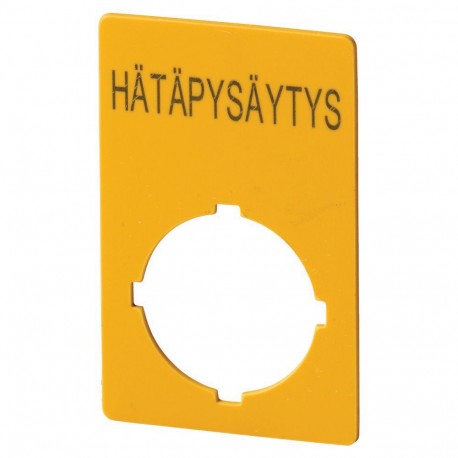 M22-XZK1-SF99 - M22-XZK1-SF99 121371 Y7-121371 EATON ELECTRIC Label, emergency stop, HxW 50x33mm, yellow, HÄTAPYSÄYTYS