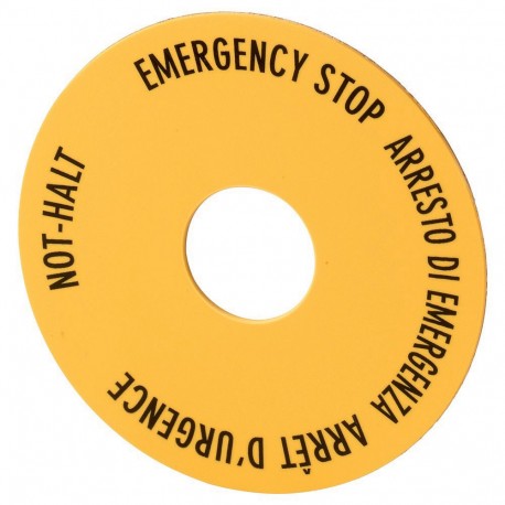 SRT11 - SRT11 121374 Y7-121374 EATON ELECTRIC Label, emergency stop, HxW 50x50mm, yellow, DE, EN, FR, IT
